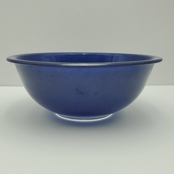 Pyrex Dark Blue 325 Clear Glass Bottom Mixing Nesting Serving 2.5 Quart Bowl - Picture 2 of 9